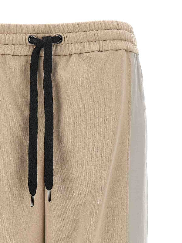 BRUNELLO CUCINELLI WOMEN'S BEIGE PANELLED COTTON JOGGER PANTS