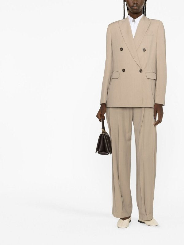 BRUNELLO CUCINELLI WOMEN'S BEIGE DOUBLE BREASTED BLAZER