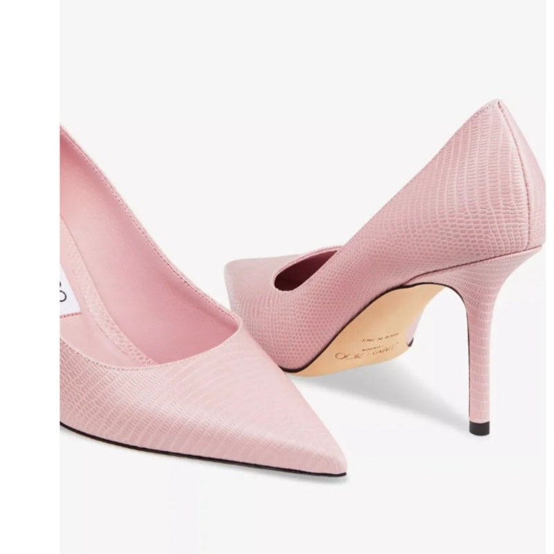 Jimmy Choo Pink Love 85 Lizard Embossed Leather Pumps
