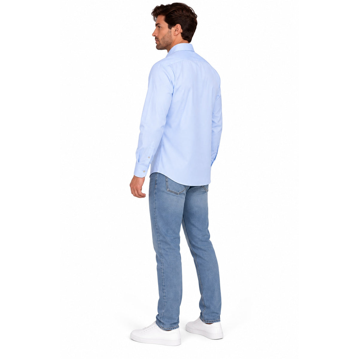 Kiton Light Blue Point Collar Long Sleeve Button Shirt