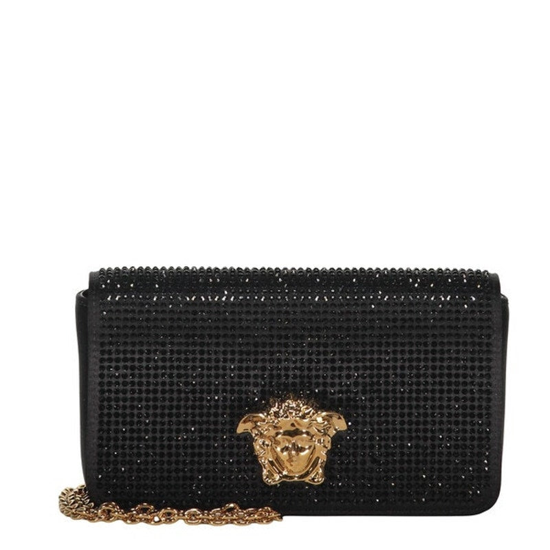 Versace Black Embellished W/Golden Closure Clutch Bag