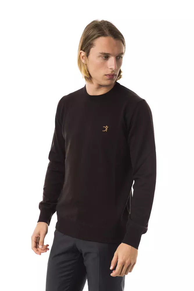 Uominitaliani Brown Merino Wool Men Sweater