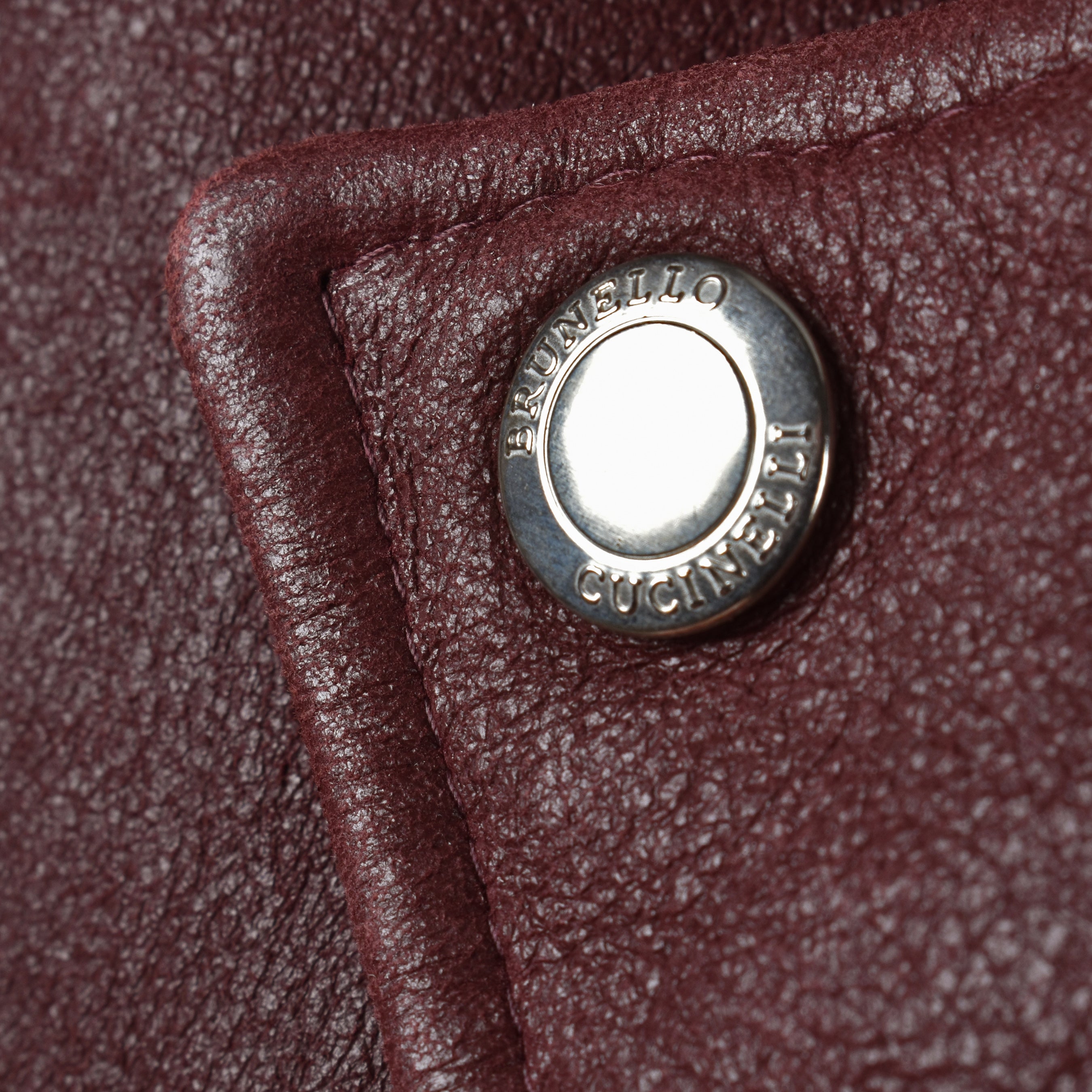 BRUNELLO CUCINELLI MEN'S BURGUNDY LEATHER BIKER VEST