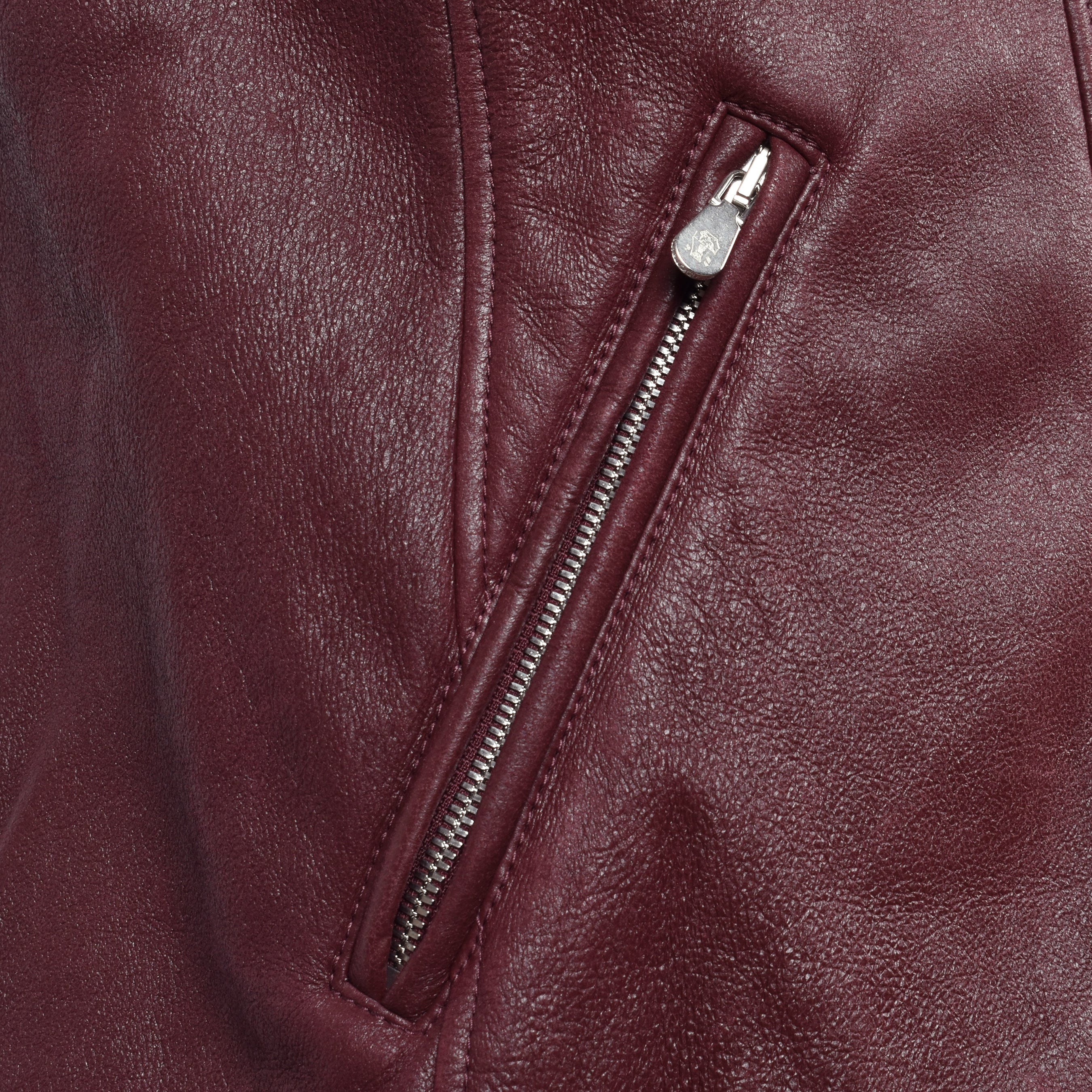 BRUNELLO CUCINELLI MEN'S BURGUNDY LEATHER BIKER VEST