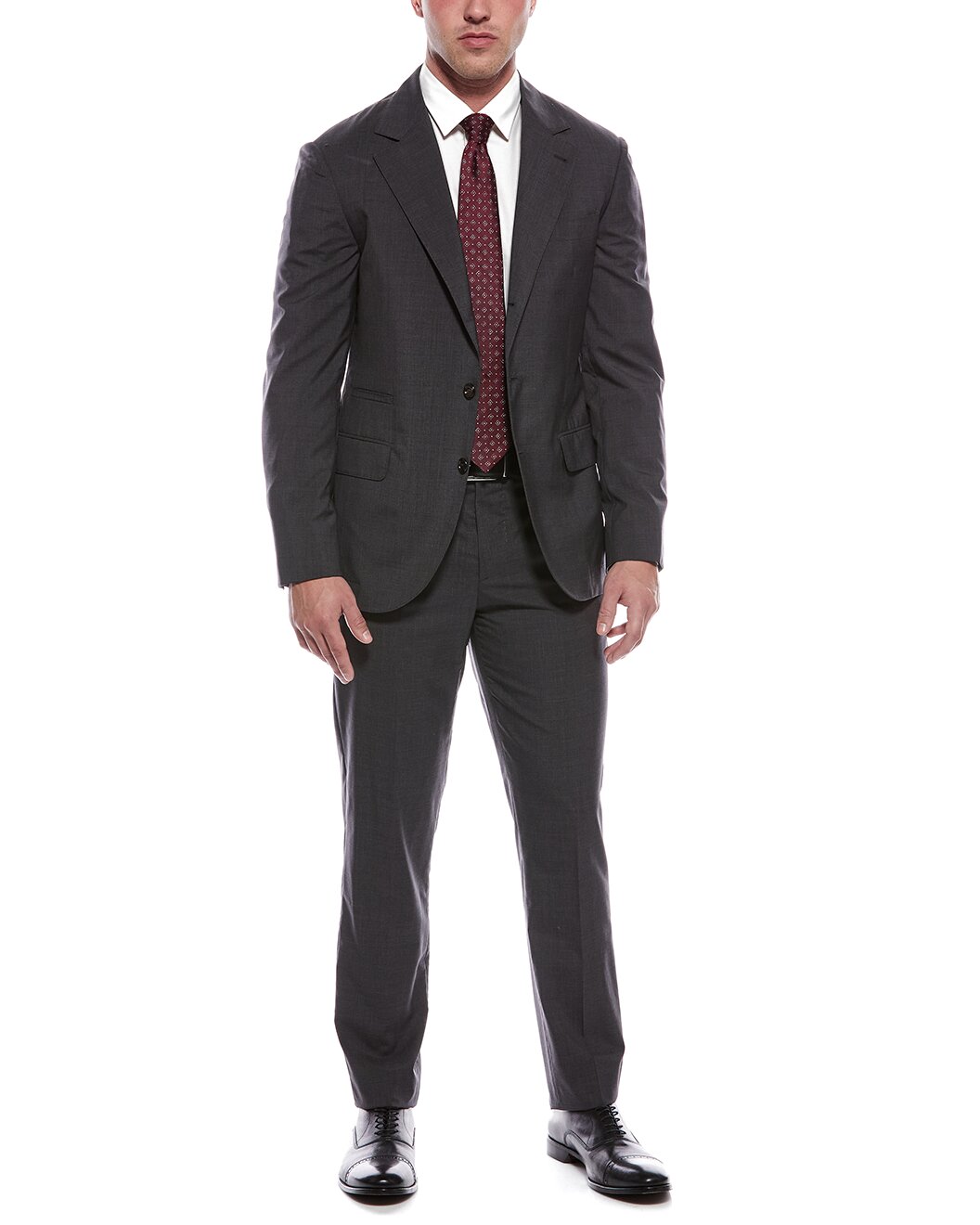 BRUNELLO CUCINELLI MEN'S ANTHRACITE WOOL SILK TAILORED BLAZER