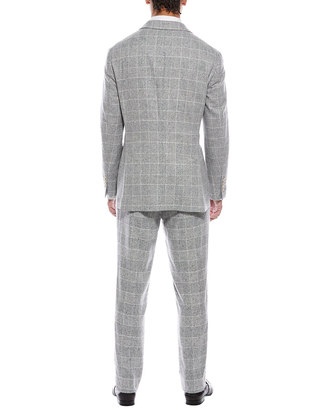 BRUNELLO CUCINELLI MEN'S LIGHT GREY WOOL SILK SUIT