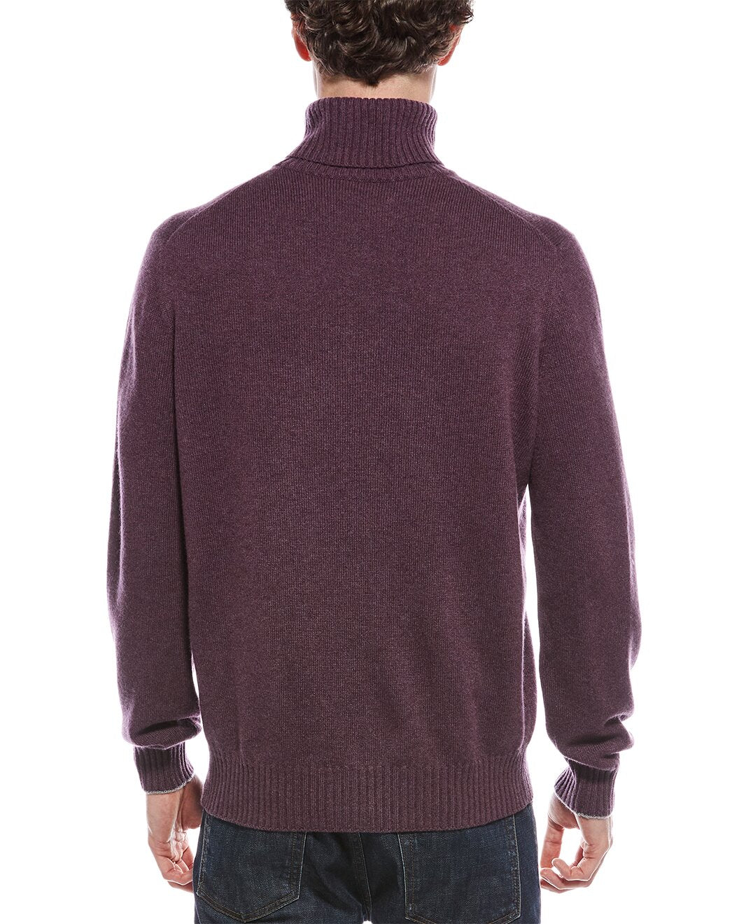 BRUNELLO CUCINELLI MEN'S MAROON WOOL TURTLENECK SWEATER