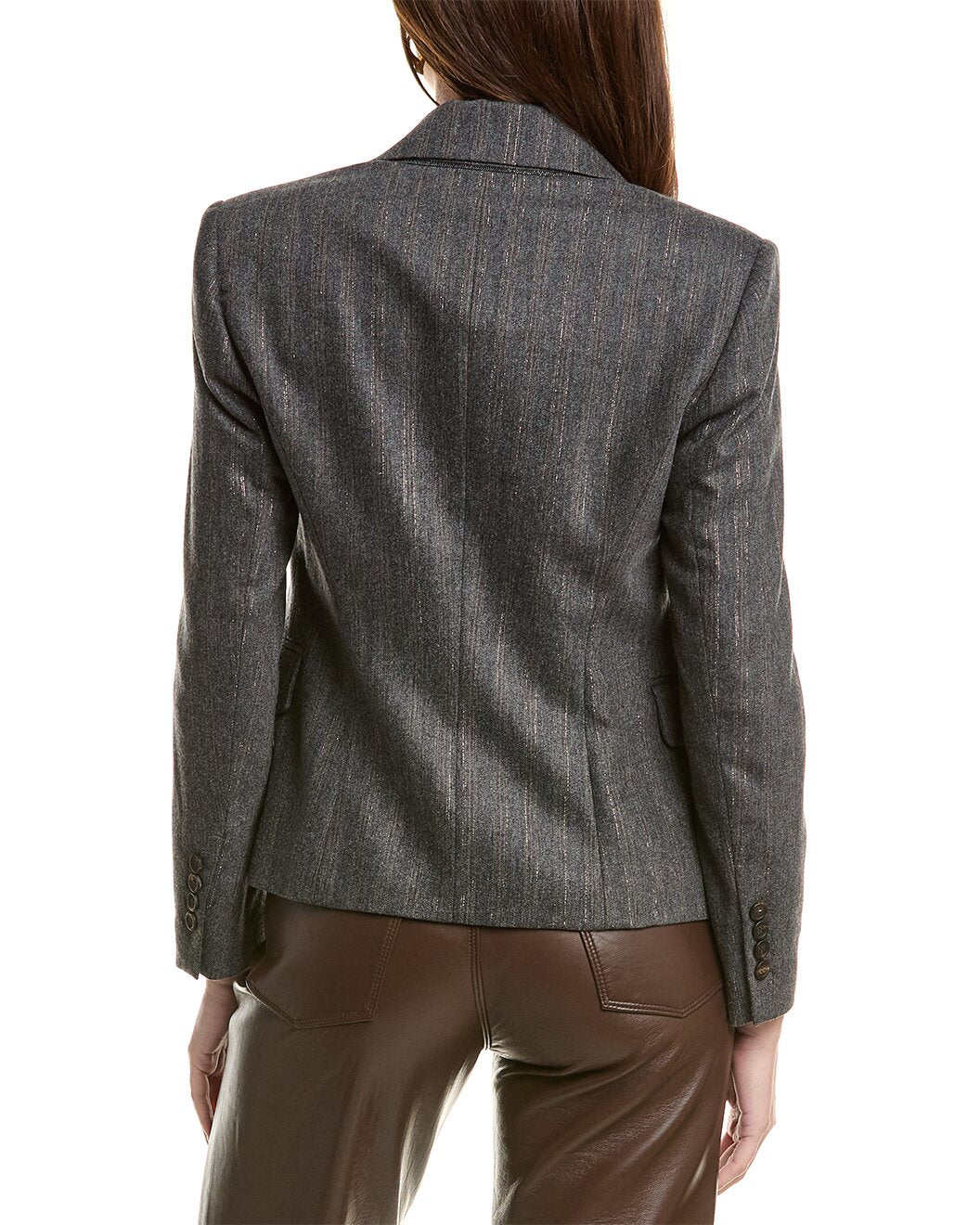 BRUNELLO CUCINELLI WOMEN'S DARK GREY WOOL BLEND JACKET