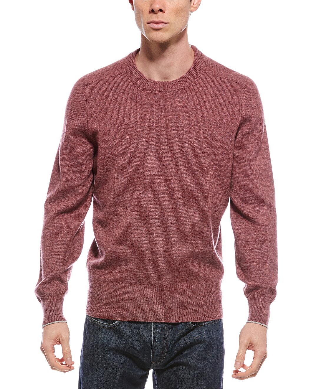 BRUNELLO CUCINELLI MEN'S RED WOOL CREWNECK SWEATER