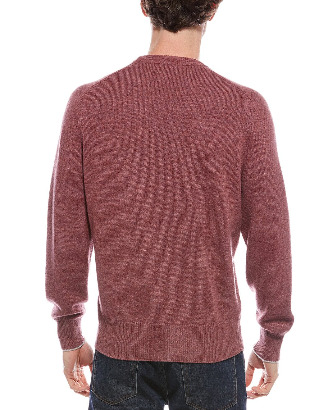 BRUNELLO CUCINELLI MEN'S RED WOOL CREWNECK SWEATER