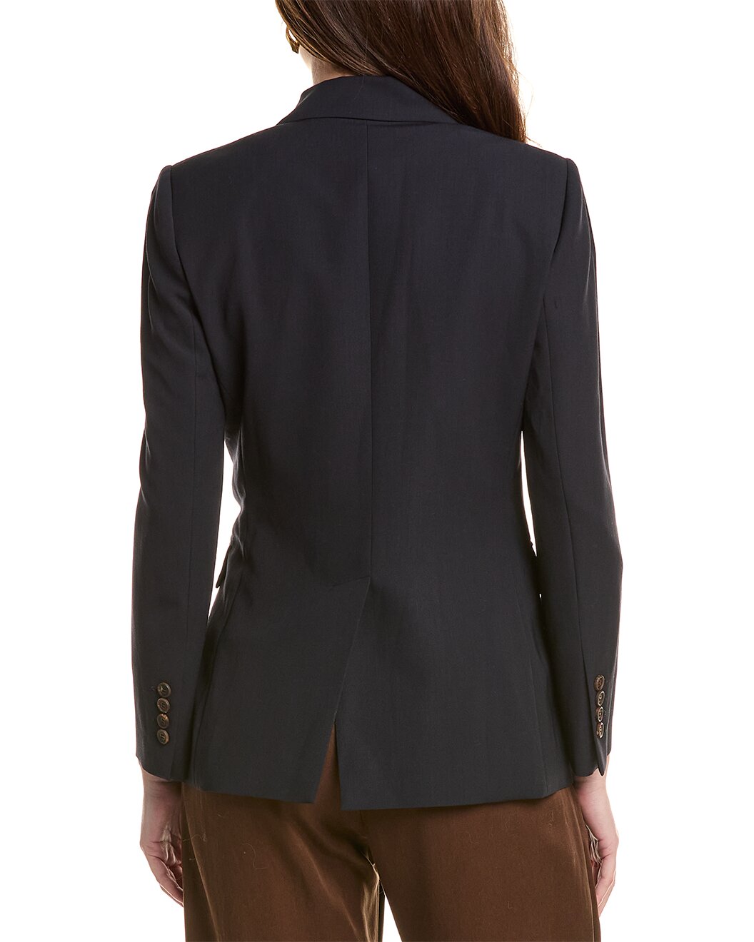 BRUNELLO CUCINELLI WOMEN'S NAVY DOUBLE-BREASTED TAILORED BLAZER