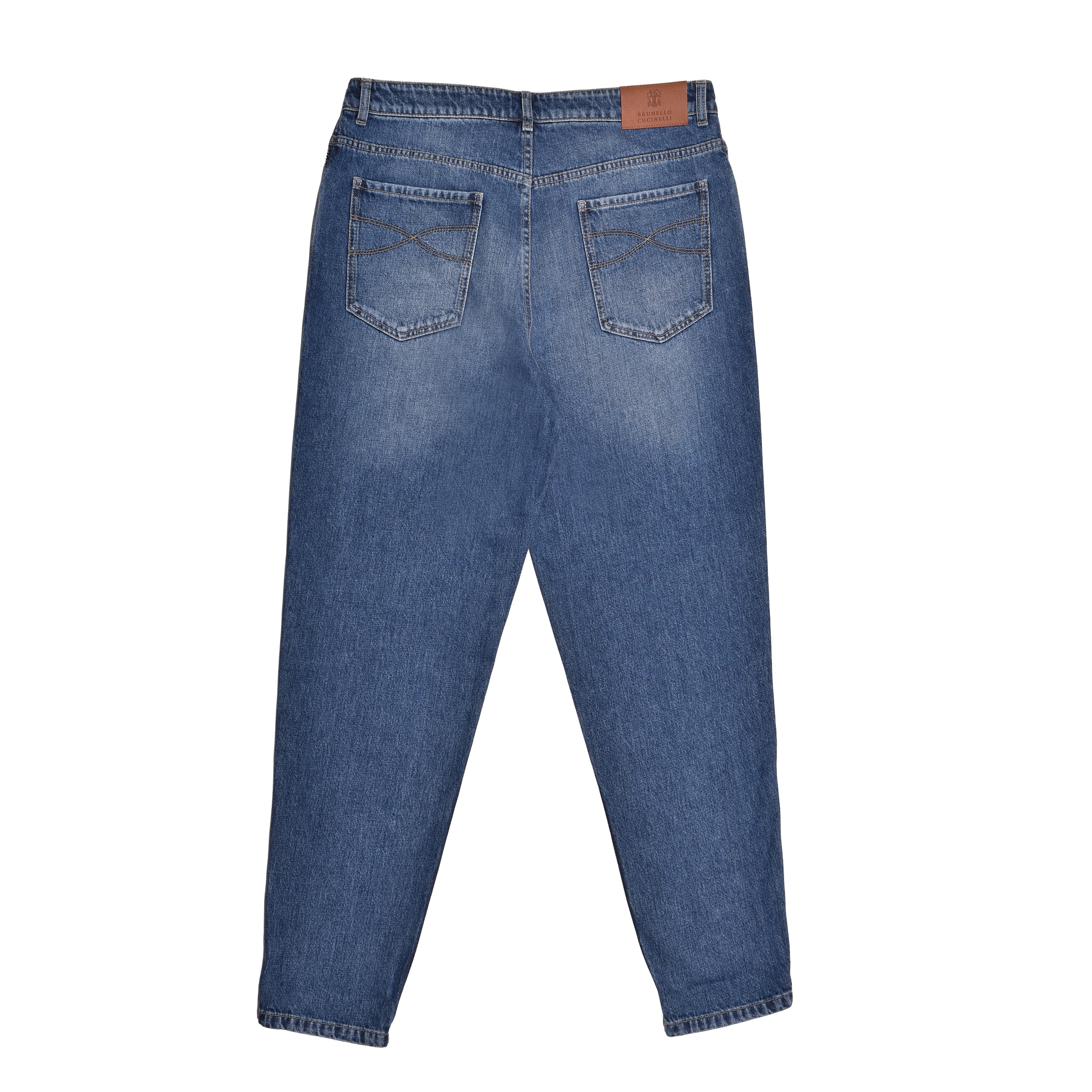 BRUNELLO CUCINELLI MEN'S MEDIUM WASH DENIM JEANS TROUSERS