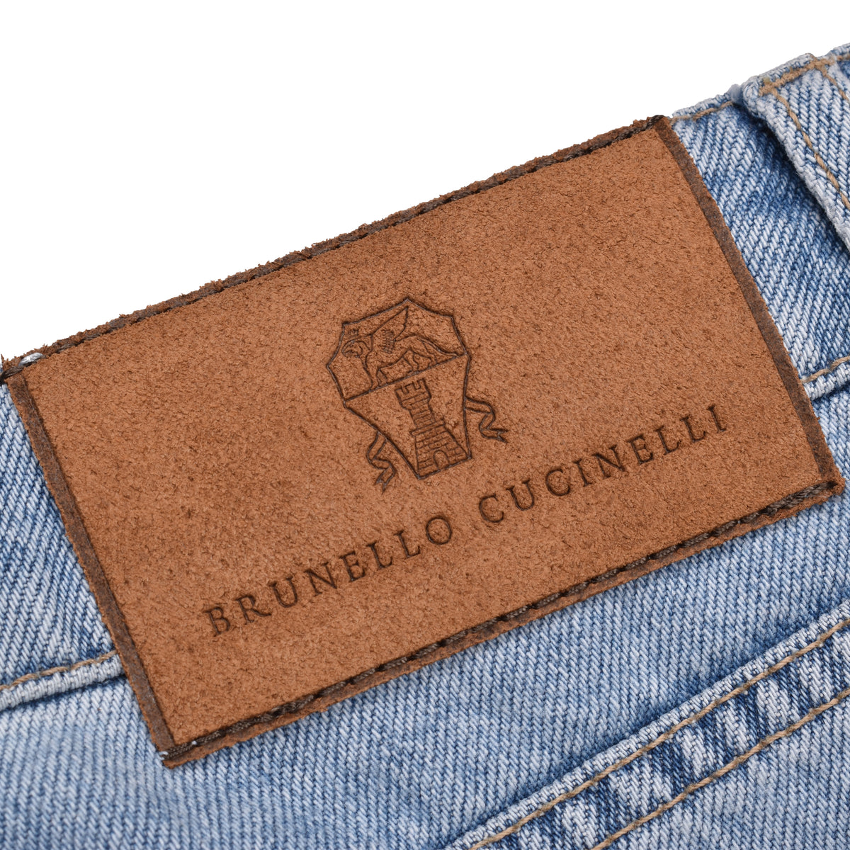 BRUNELLO CUCINELLI MEN'S LIGHT BLUE DENIM TROUSERS