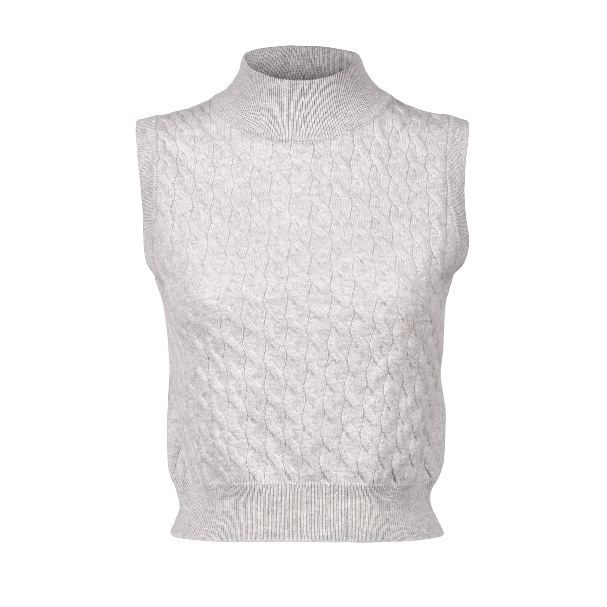 BRUNELLO CUCINELLI WOMEN'S GRAY CASHMERE CABLE KNIT SWEATER