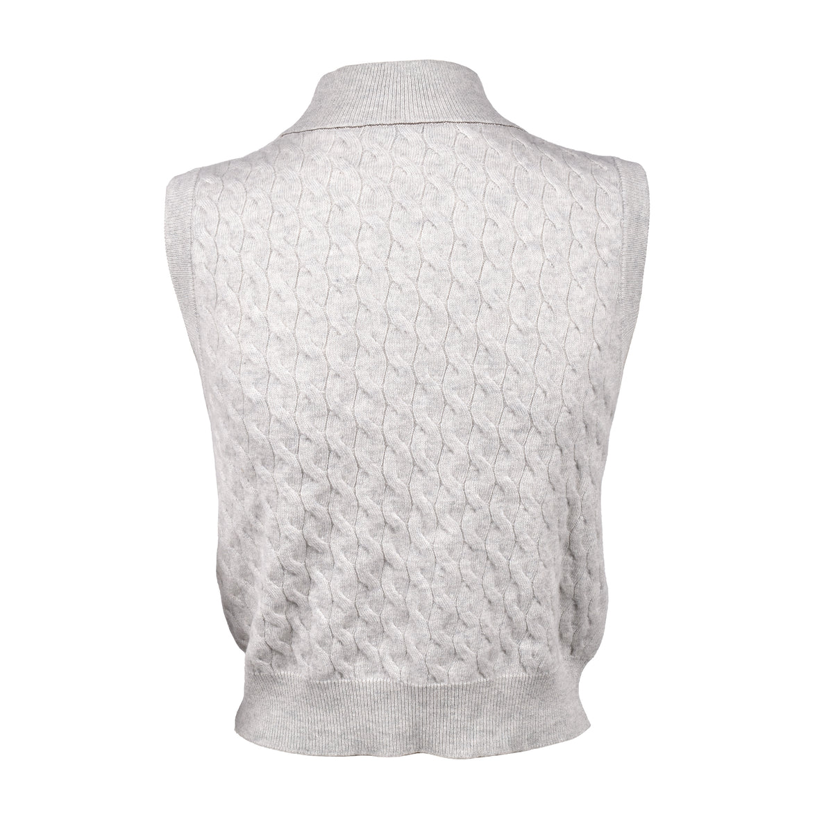 BRUNELLO CUCINELLI WOMEN'S GRAY CASHMERE CABLE KNIT SWEATER