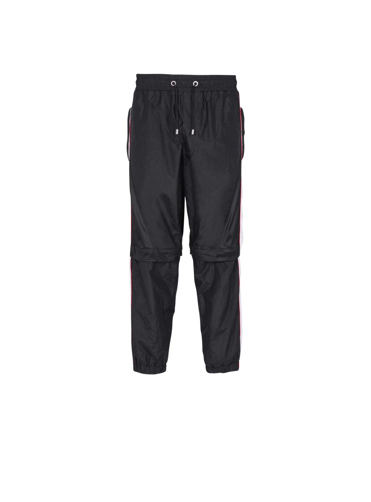 BALMAIN MEN'S BLACK NYLON CONVERTIBLE TRACK PANTS
