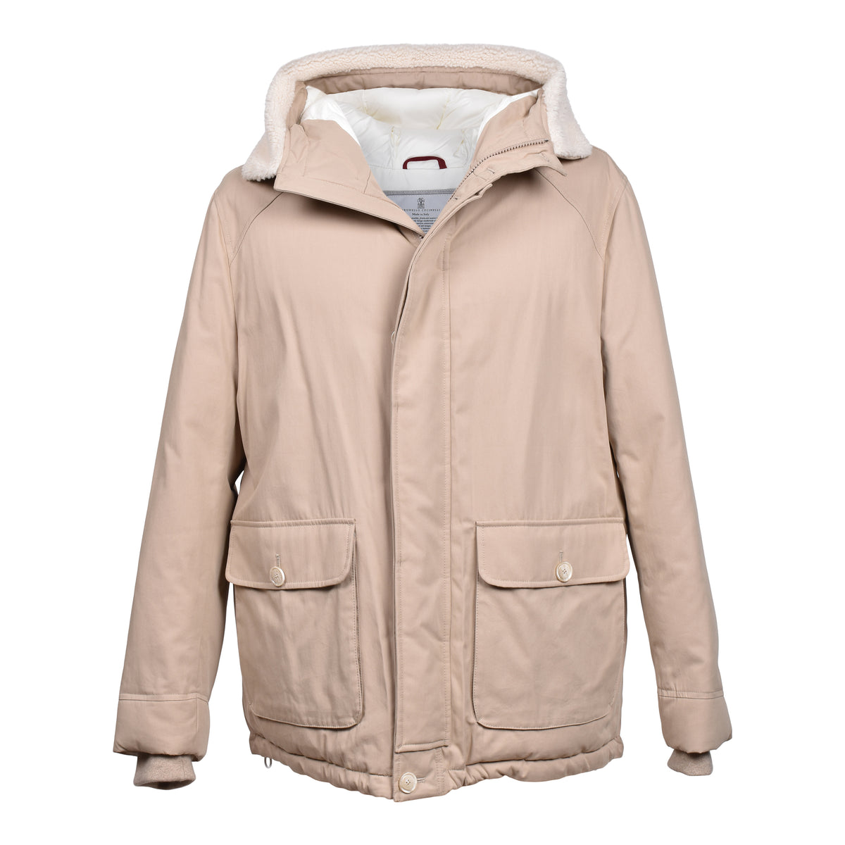 BRUNELLO CUCINELLI MEN'S SAND QUILTED PARKA JACKET