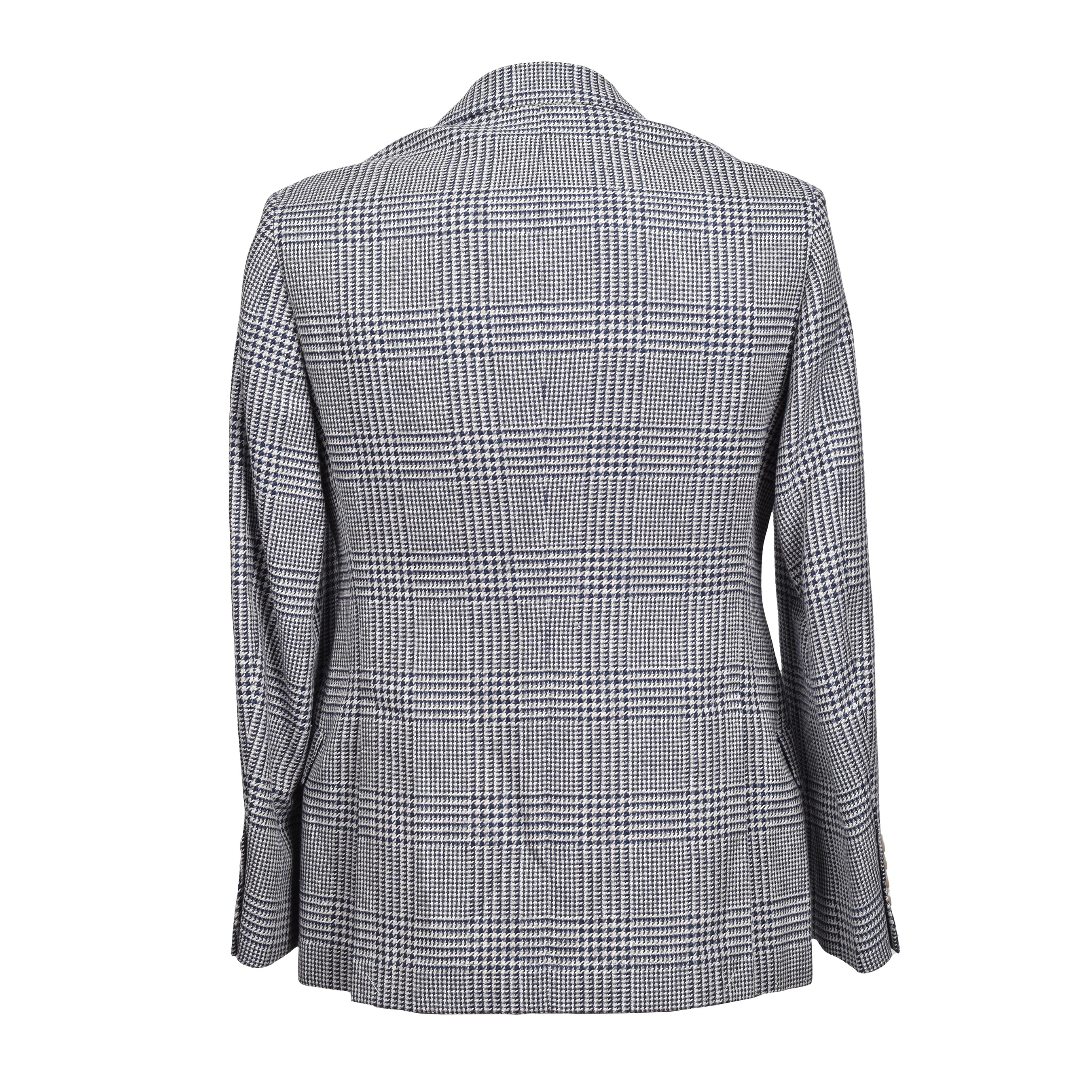 BRUNELLO CUCINELLI MEN'S GRAY SILK BLEND HOUNDSTOOTH BLAZER