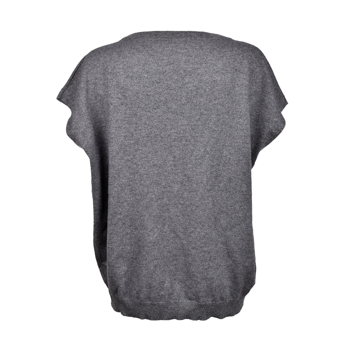 BRUNELLO CUCINELLI WOMEN'S GRAY CASHMERE SHORT SLEEVE SWEATER