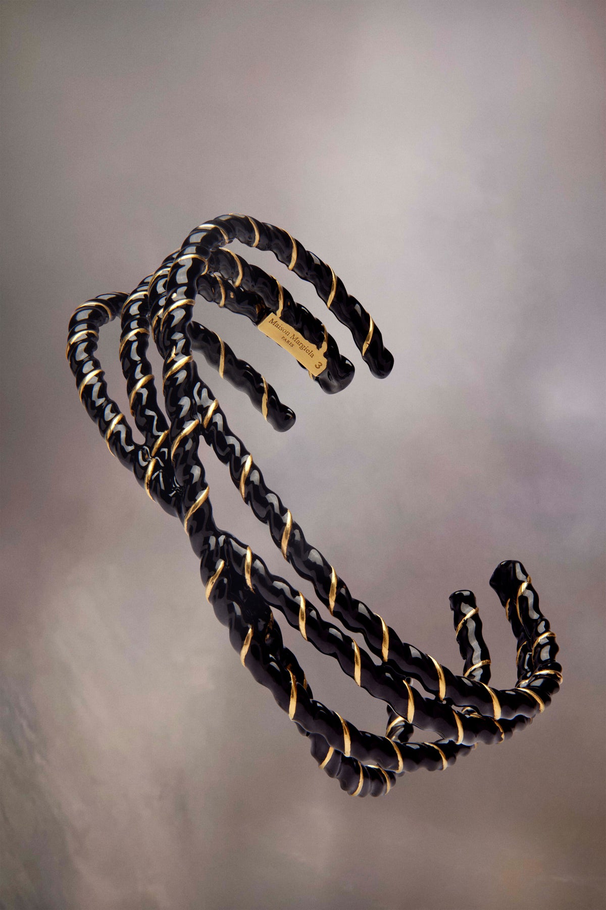 MAISON MARGIELA MEN'S BLACK TWISTED METAL BRACELETS