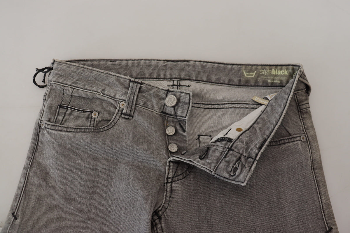 Care Label Gray Washed Cotton Skinny Women Casual Denim Jeans