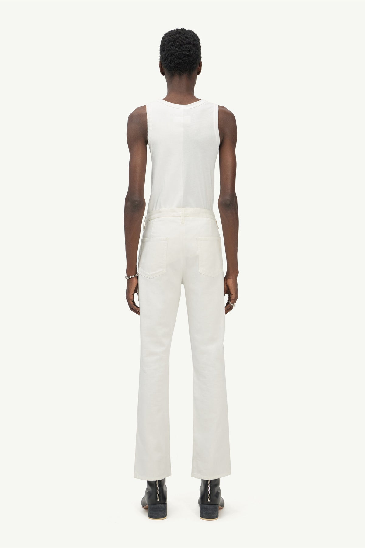 MAISON MARGIELA MEN'S SILVER METALLIC TAILORED TROUSERS