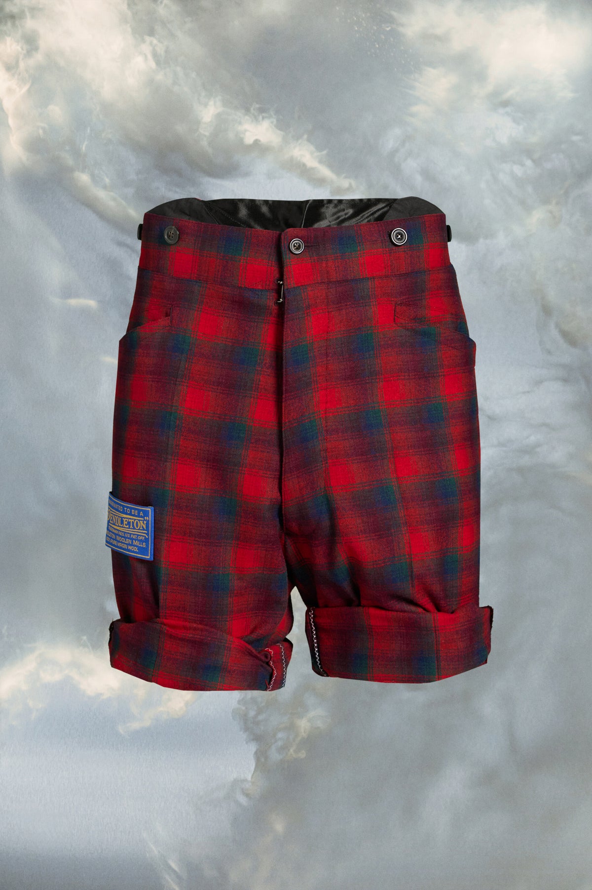 MAISON MARGIELA MEN'S RED PLAID TAILORED SHORTS
