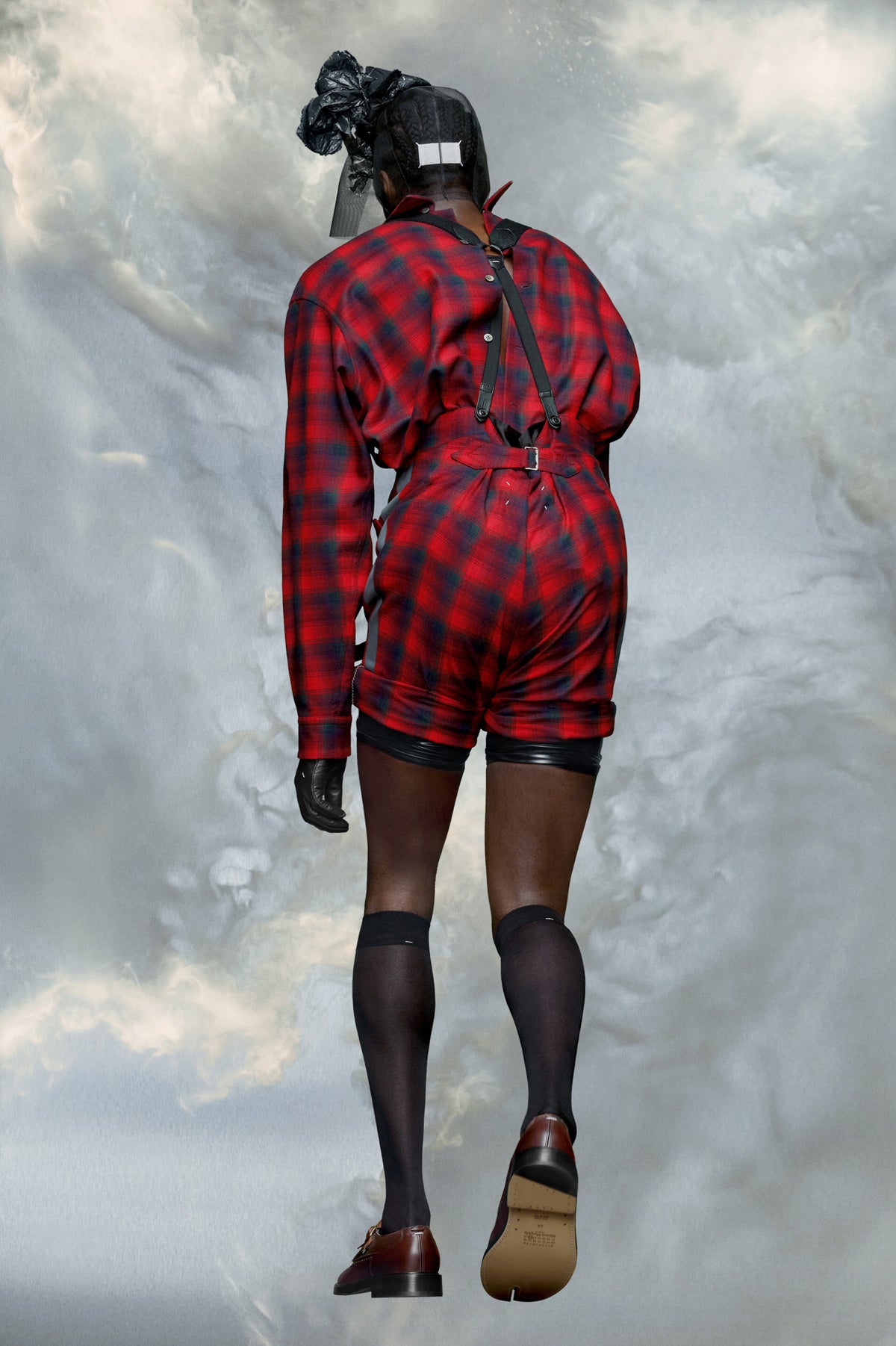 MAISON MARGIELA MEN'S RED PLAID TAILORED SHORTS