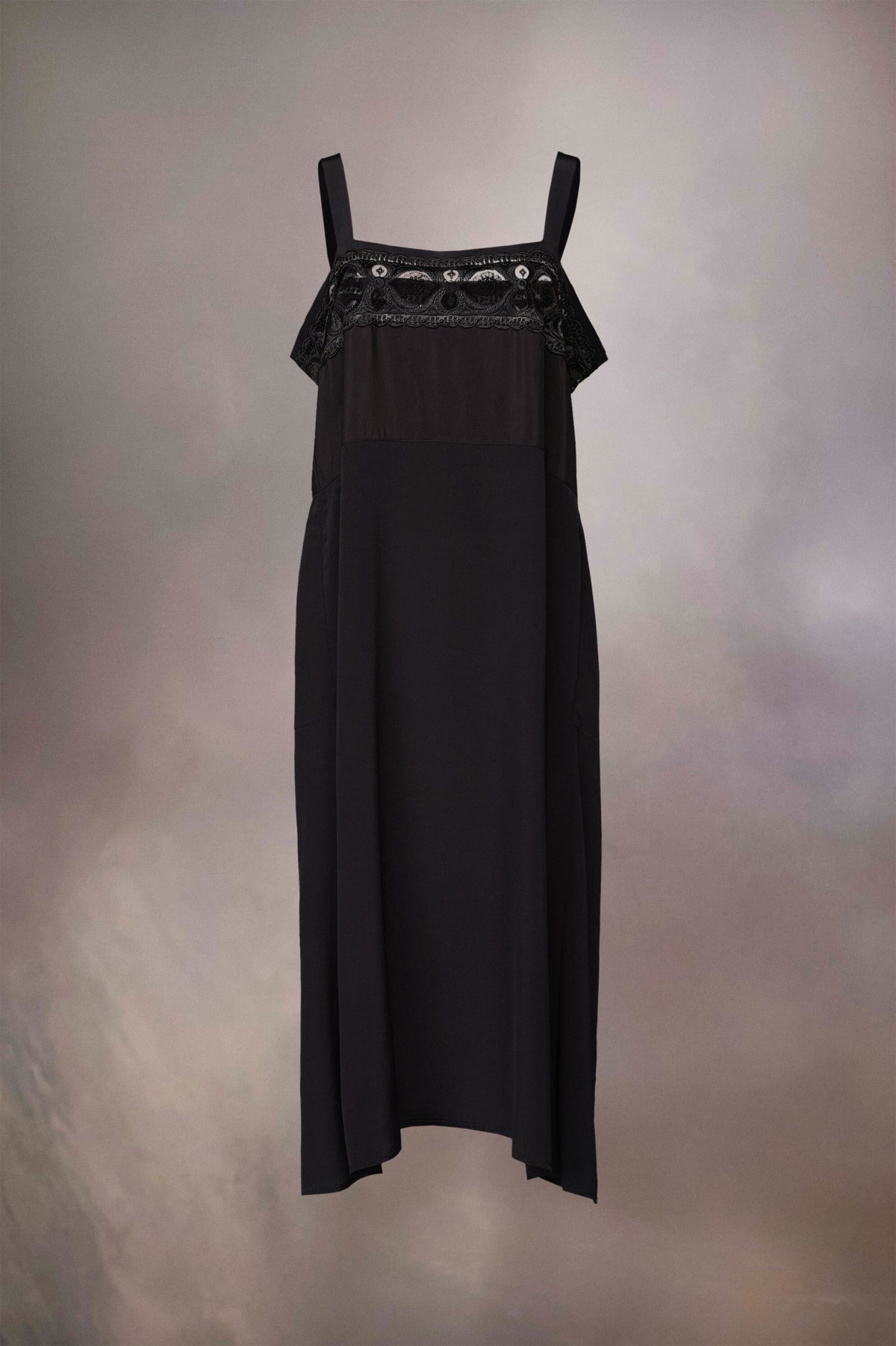MAISON MARGIELA WOMEN'S BLACK MIDI DRESS WITH LACE TRIM