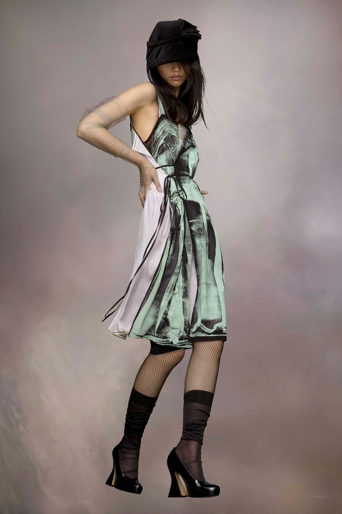 MAISON MARGIELA WOMEN'S PISTACHIO LIGHT BLUE PRINT MIDI DRESS