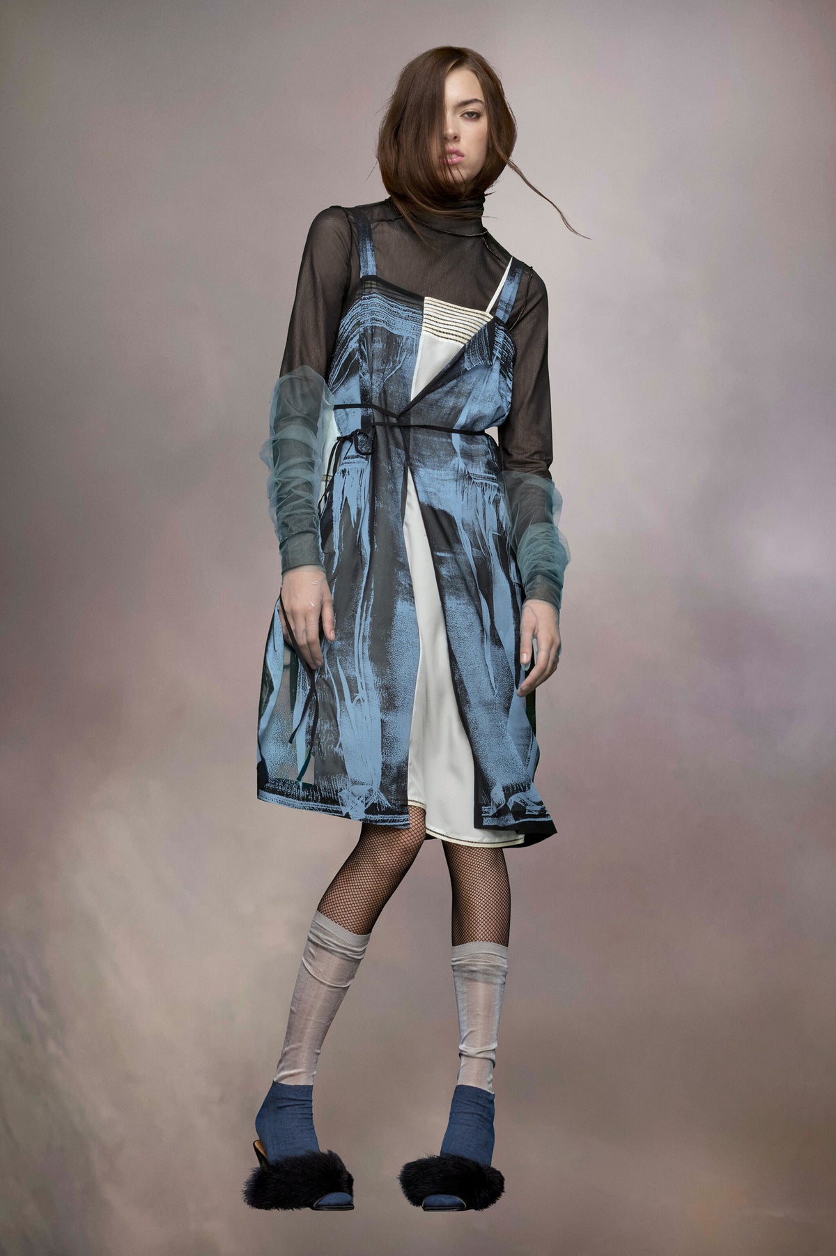 MAISON MARGIELA WOMEN'S LILAC PISTACHIO PRINT MIDI DRESS