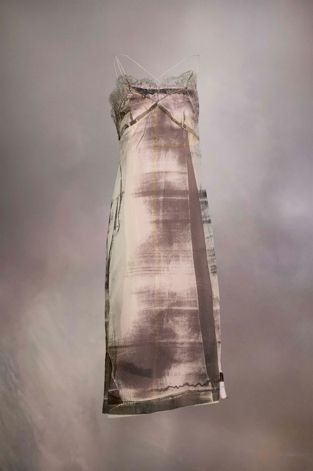 MAISON MARGIELA WOMEN'S PINK MIDI SLIP DRESS WITH LACE