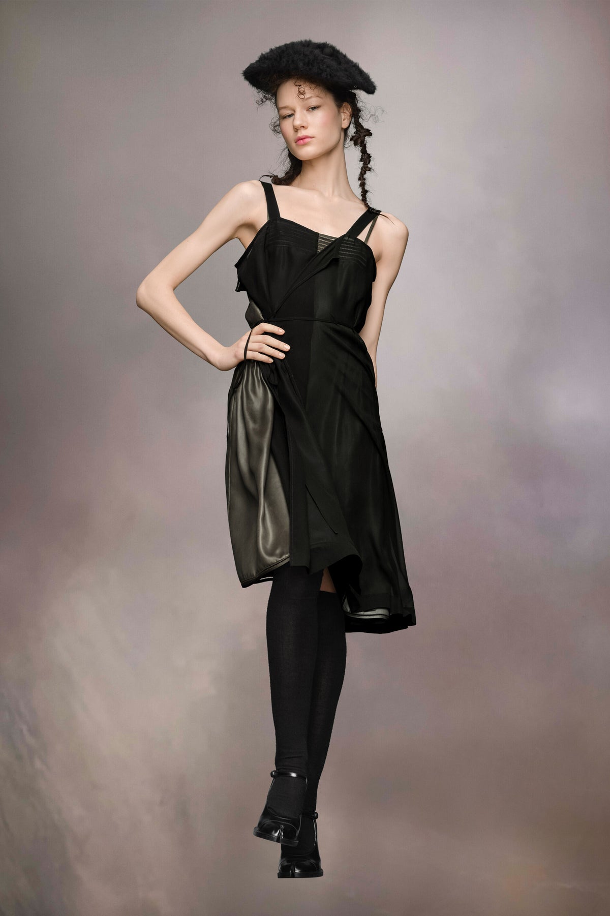 MAISON MARGIELA WOMEN'S ANTHRACITE BLACK MIDI DRESS