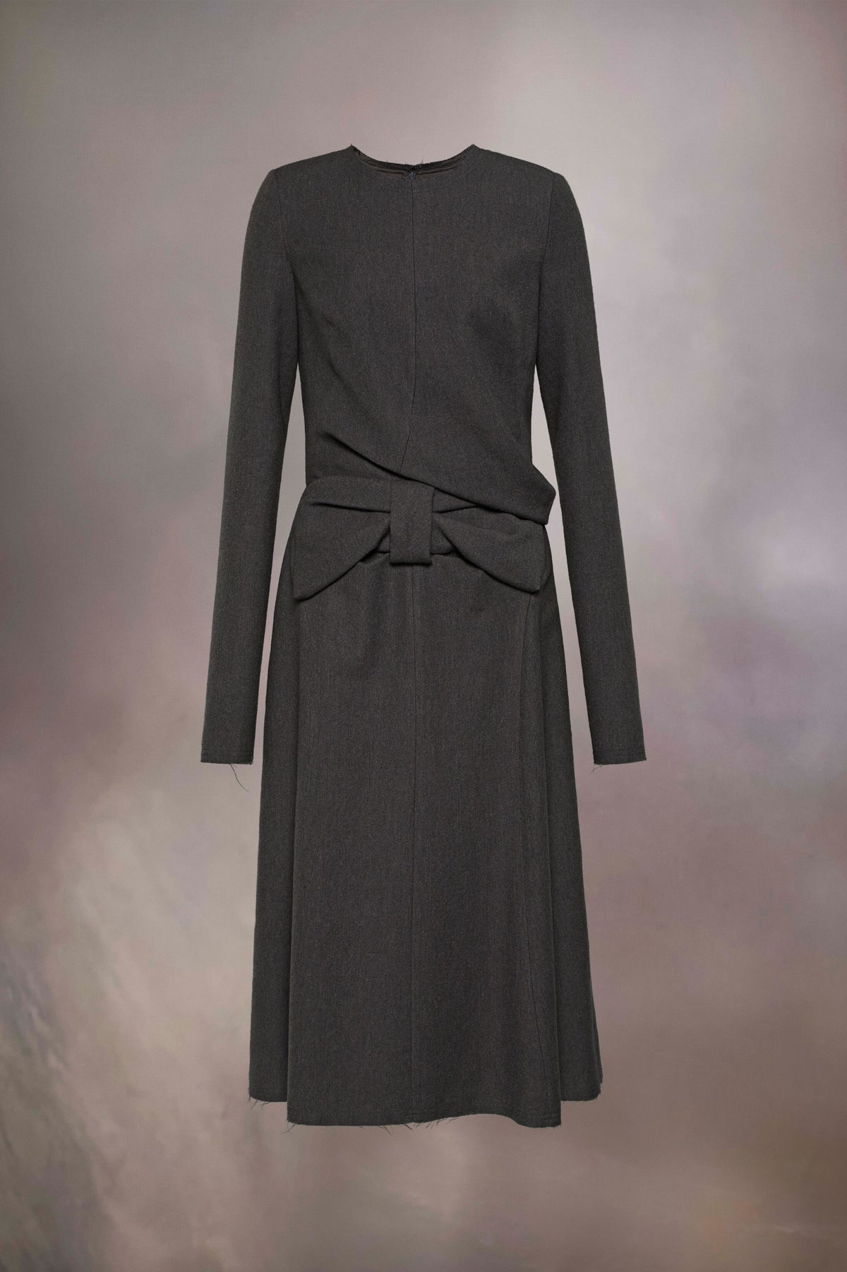 MAISON MARGIELA WOMEN'S DARK GREY MIDI DRESS WITH BOW