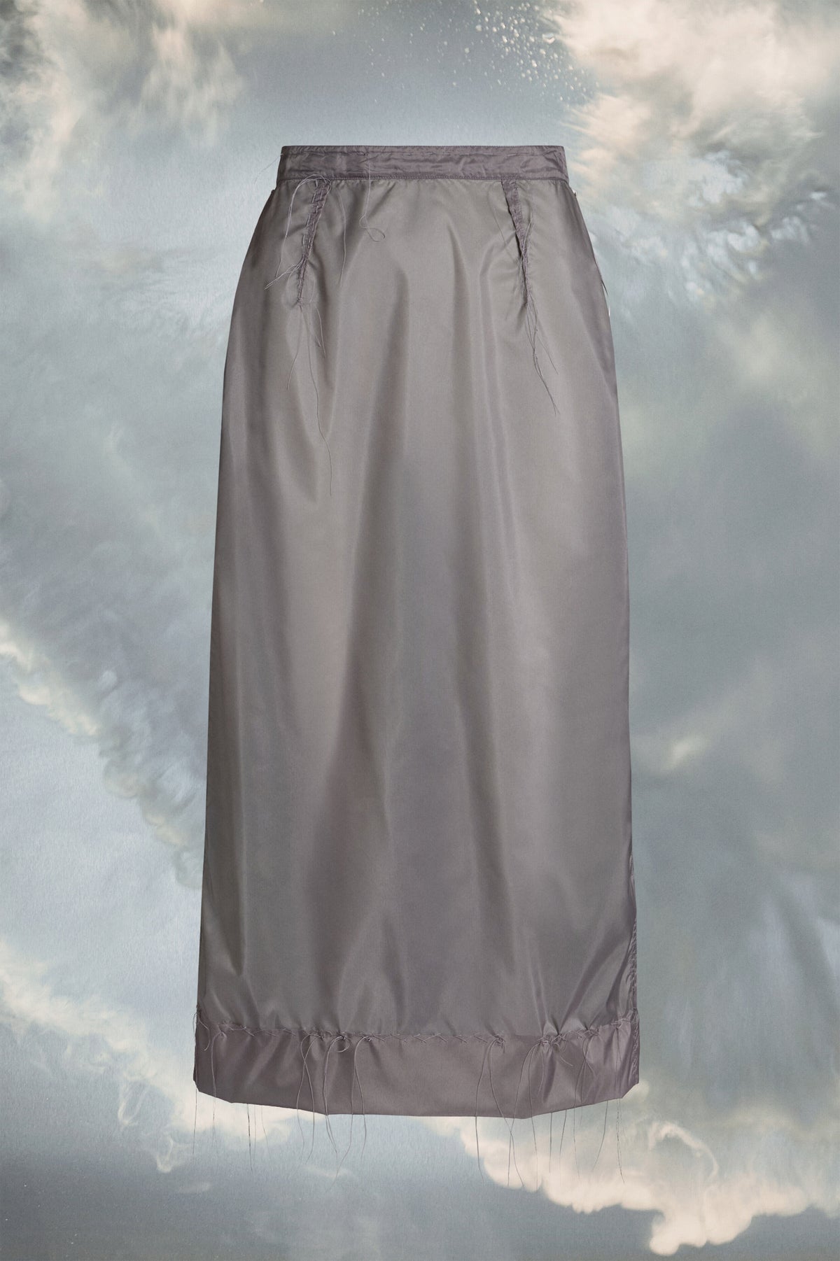 MAISON MARGIELA WOMEN'S SMOKE MIDI SKIRT WITH STITCHING DETAIL