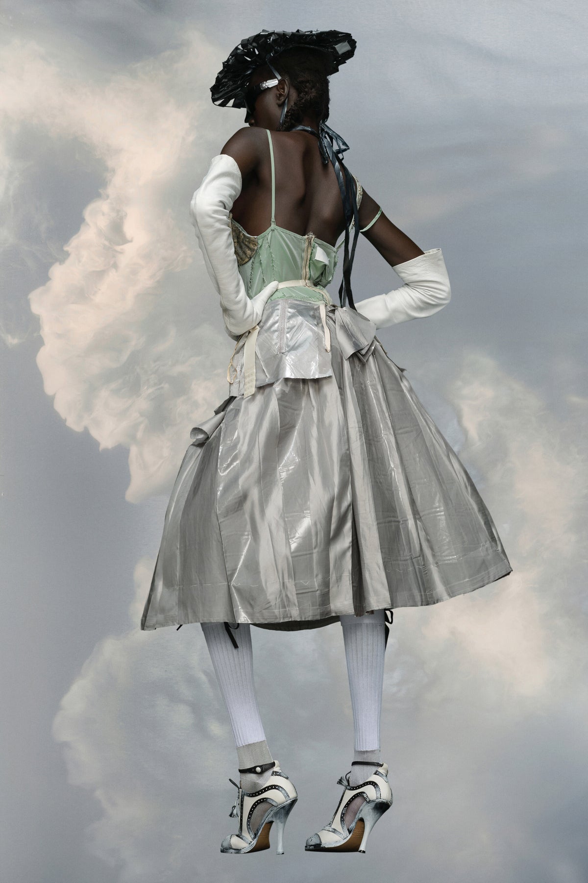 MAISON MARGIELA WOMEN'S PEARL GREY DECONSTRUCTED MIDI SKIRT