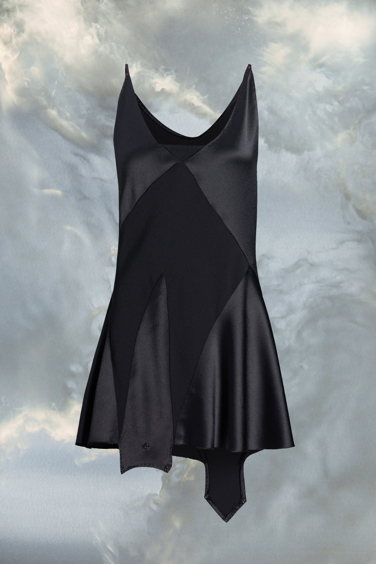 MAISON MARGIELA WOMEN'S BLACK ASYMMETRICAL SATIN DRESS