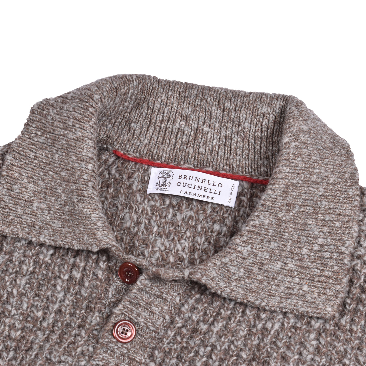 BRUNELLO CUCINELLI MEN'S BROWN CASHMERE KNIT SWEATER