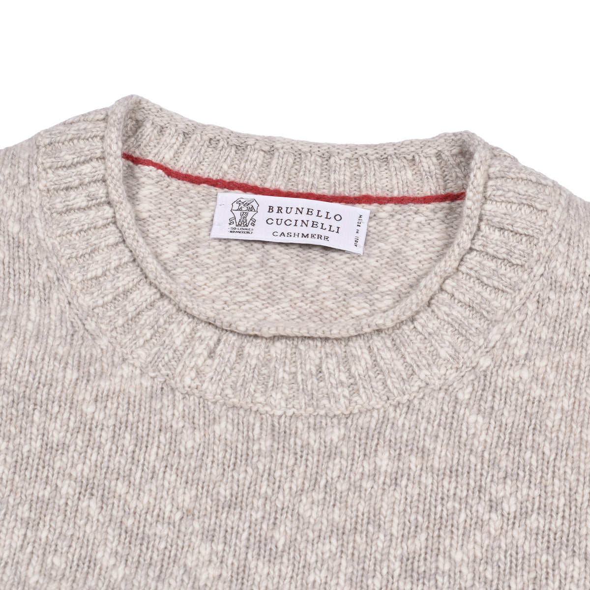 BRUNELLO CUCINELLI MEN'S LIGHT GREY CASHMERE SWEATER