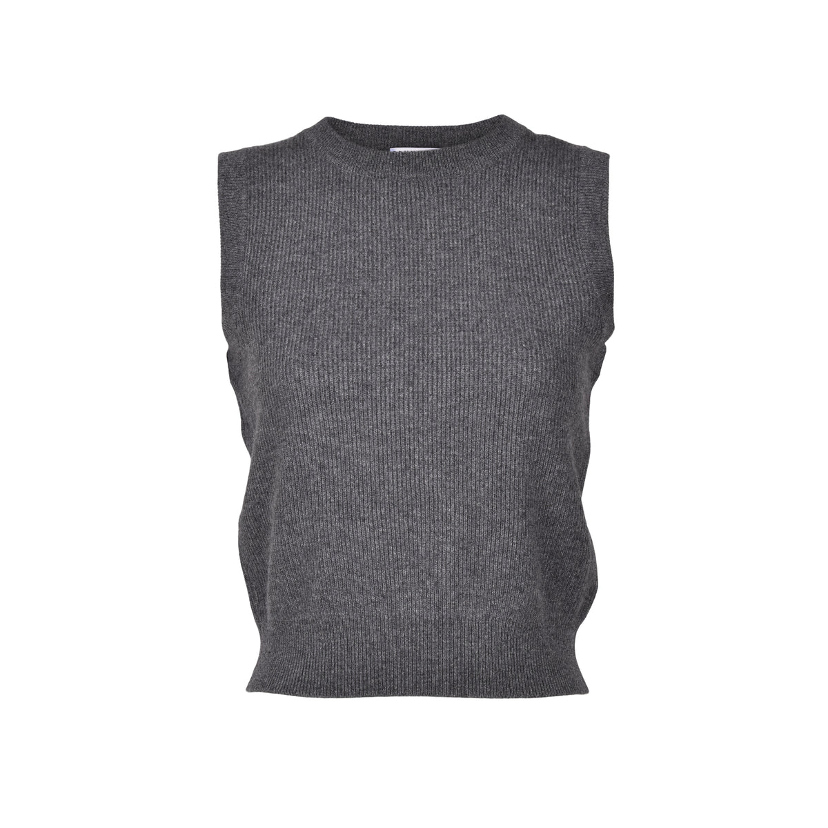 BRUNELLO CUCINELLI WOMEN'S GRAY CASHMERE SLEEVELESS CREW SWEATER