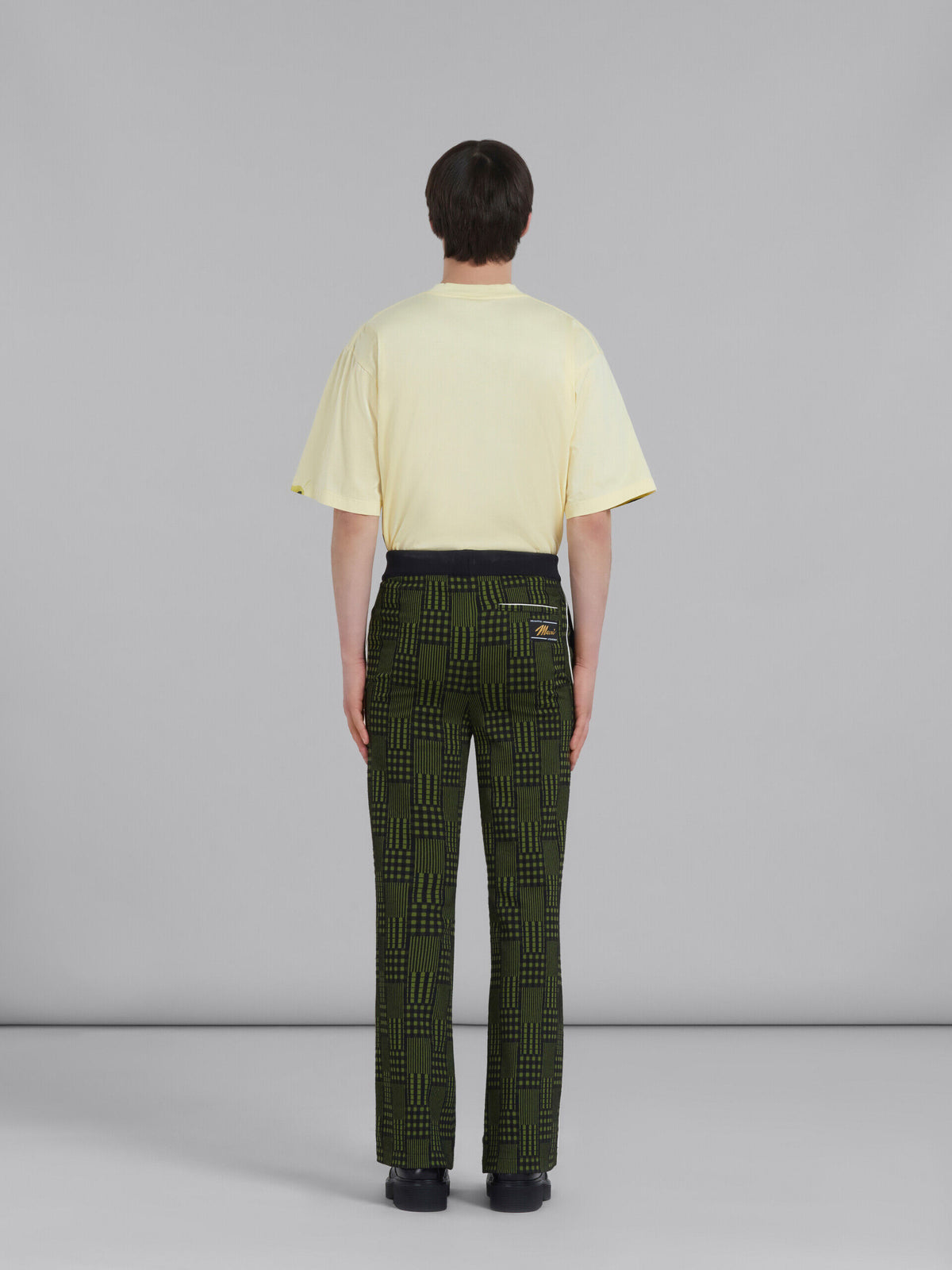 MARNI MEN'S GREEN PATTERNED WIDE-LEG TROUSERS