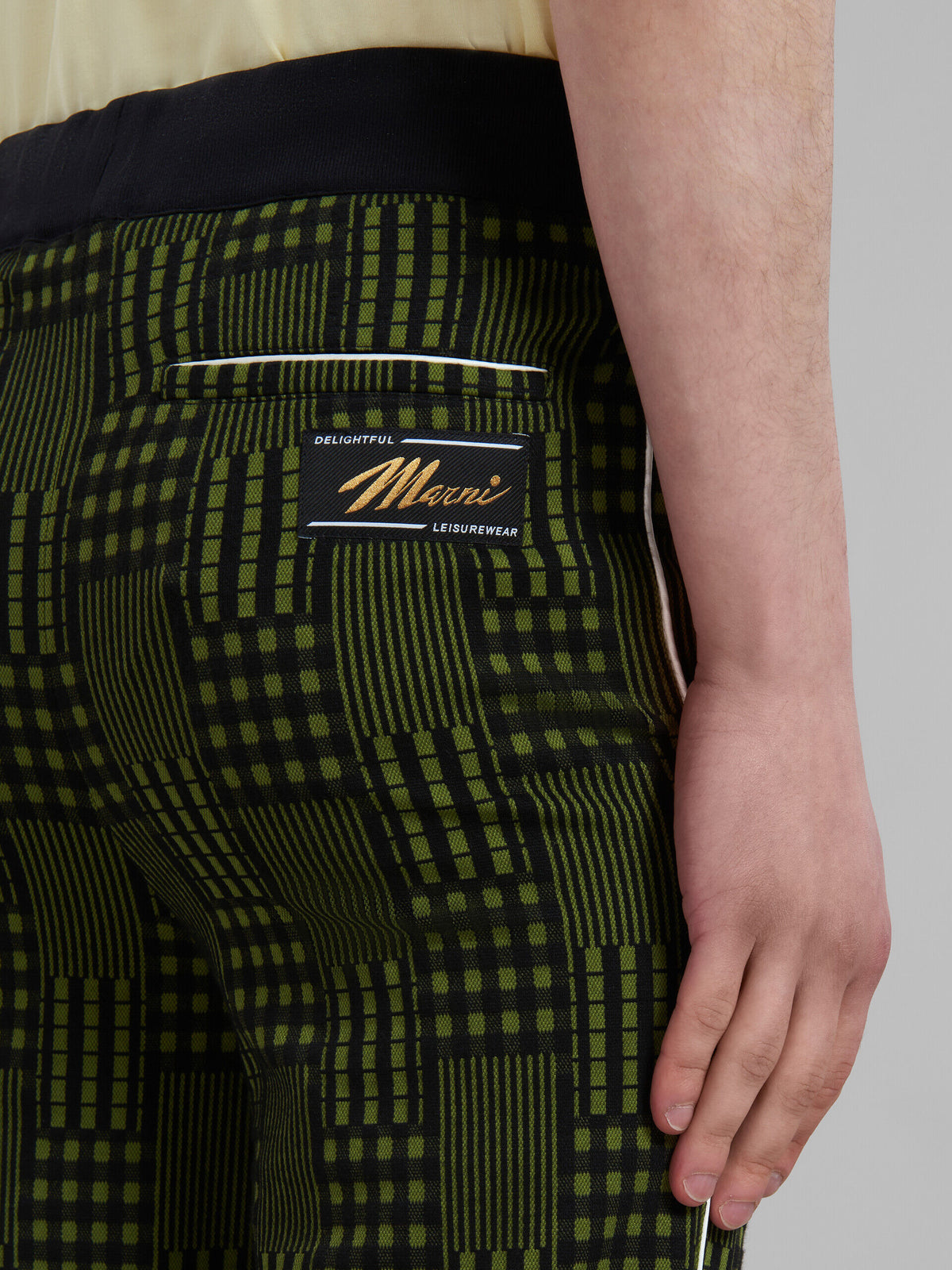 MARNI MEN'S GREEN PATTERNED WIDE-LEG TROUSERS