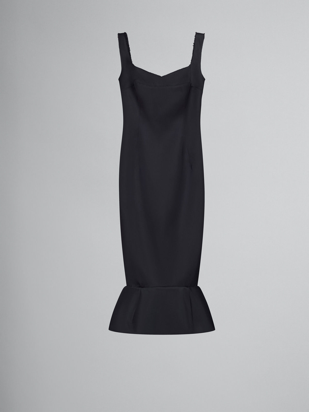 MARNI WOMEN'S BLACK FITTED DRESS WITH FLOUNCE HEM
