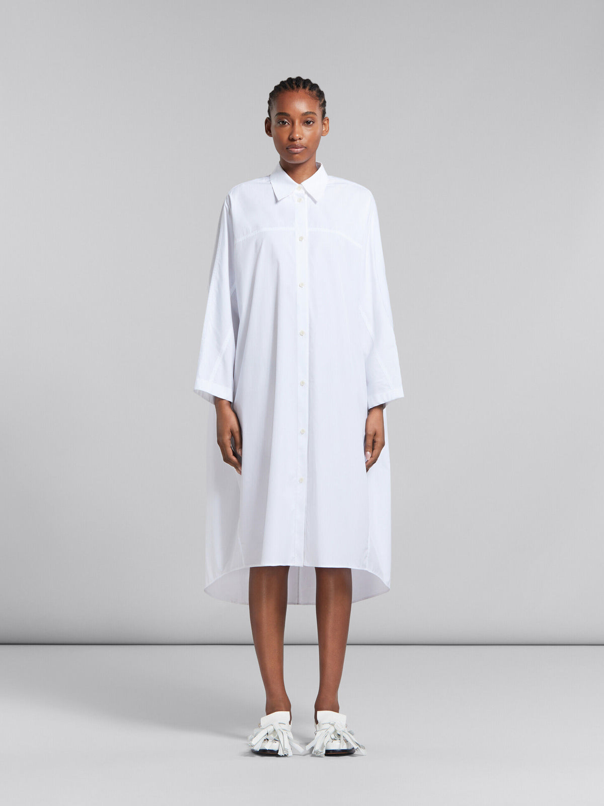 MARNI WOMEN'S WHITE OVERSIZED SHIRT DRESS