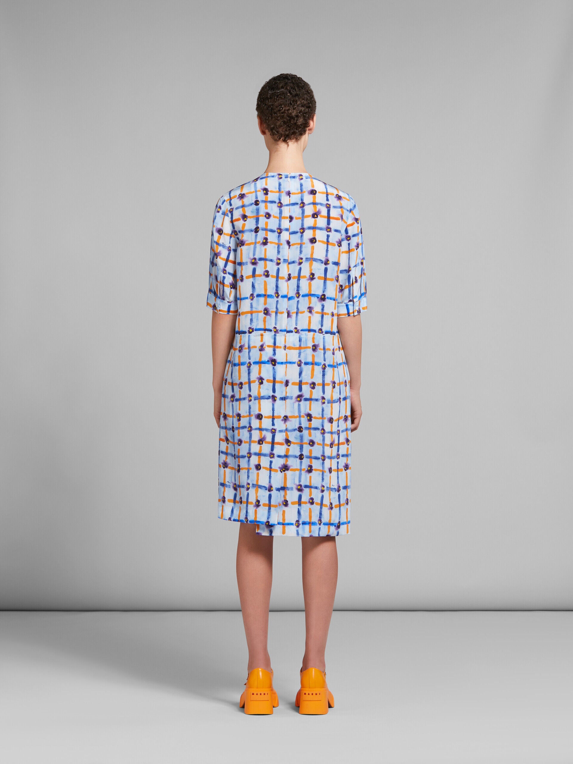 MARNI WOMEN'S LIGHT BLUE PATTERNED MIDI DRESS