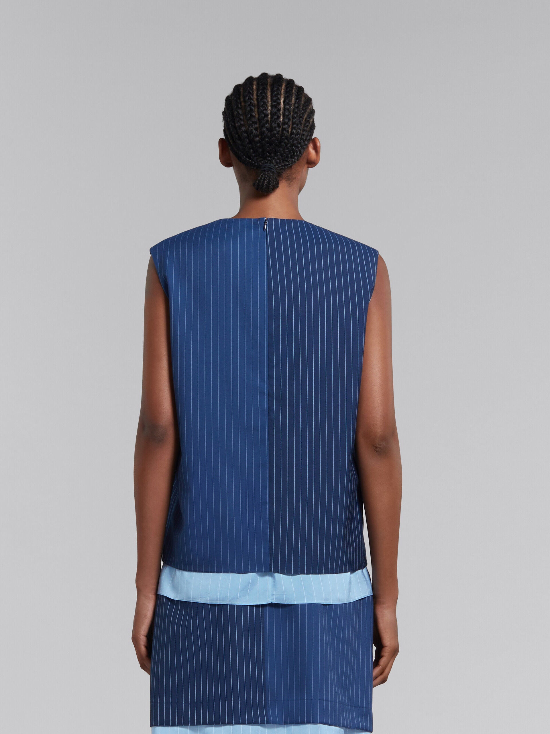 MARNI WOMEN'S BLUE PINSTRIPE SLEEVELESS TOP