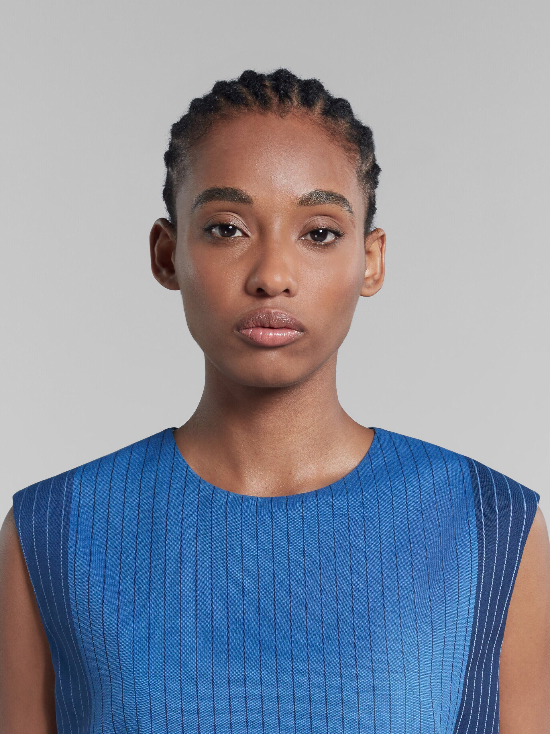 MARNI WOMEN'S BLUE PINSTRIPE SLEEVELESS TOP