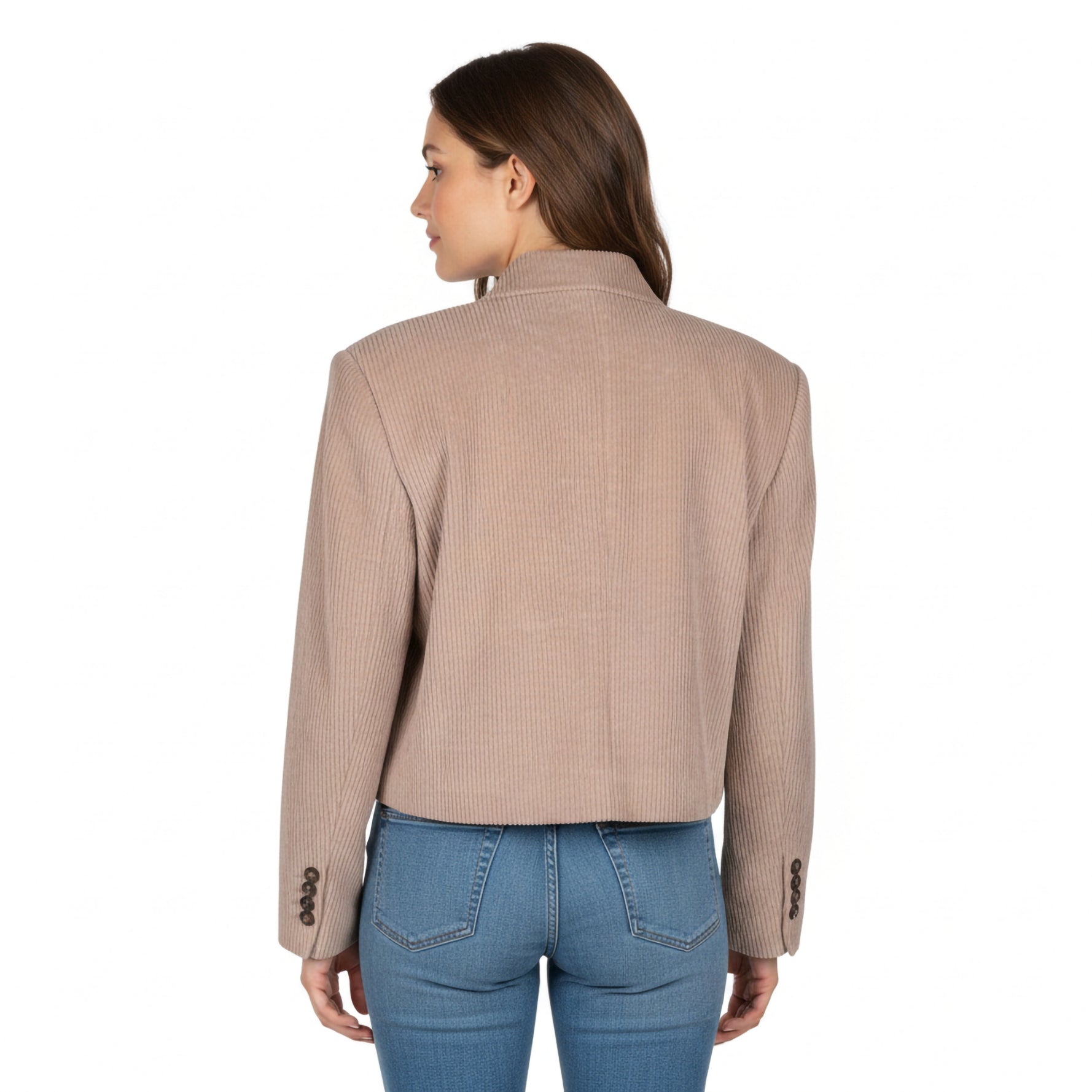 BRUNELLO CUCINELLI WOMEN'S BROWN CORDUROY CROPPED BLAZER
