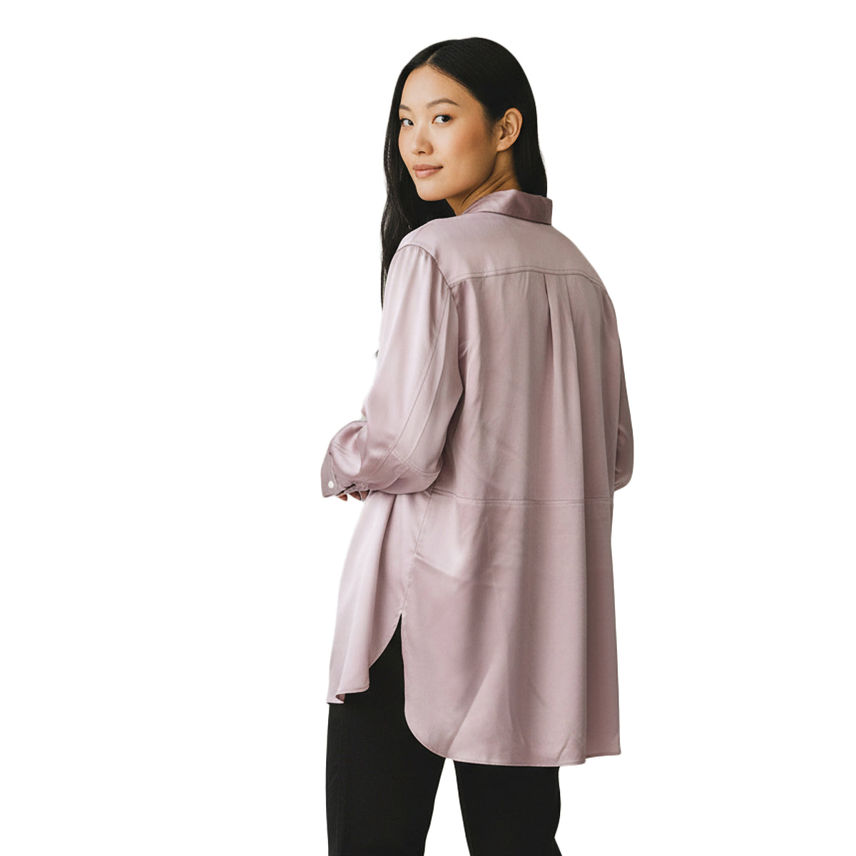 BRUNELLO CUCINELLI WOMEN'S MAUVE SILK BLEND SHIRT