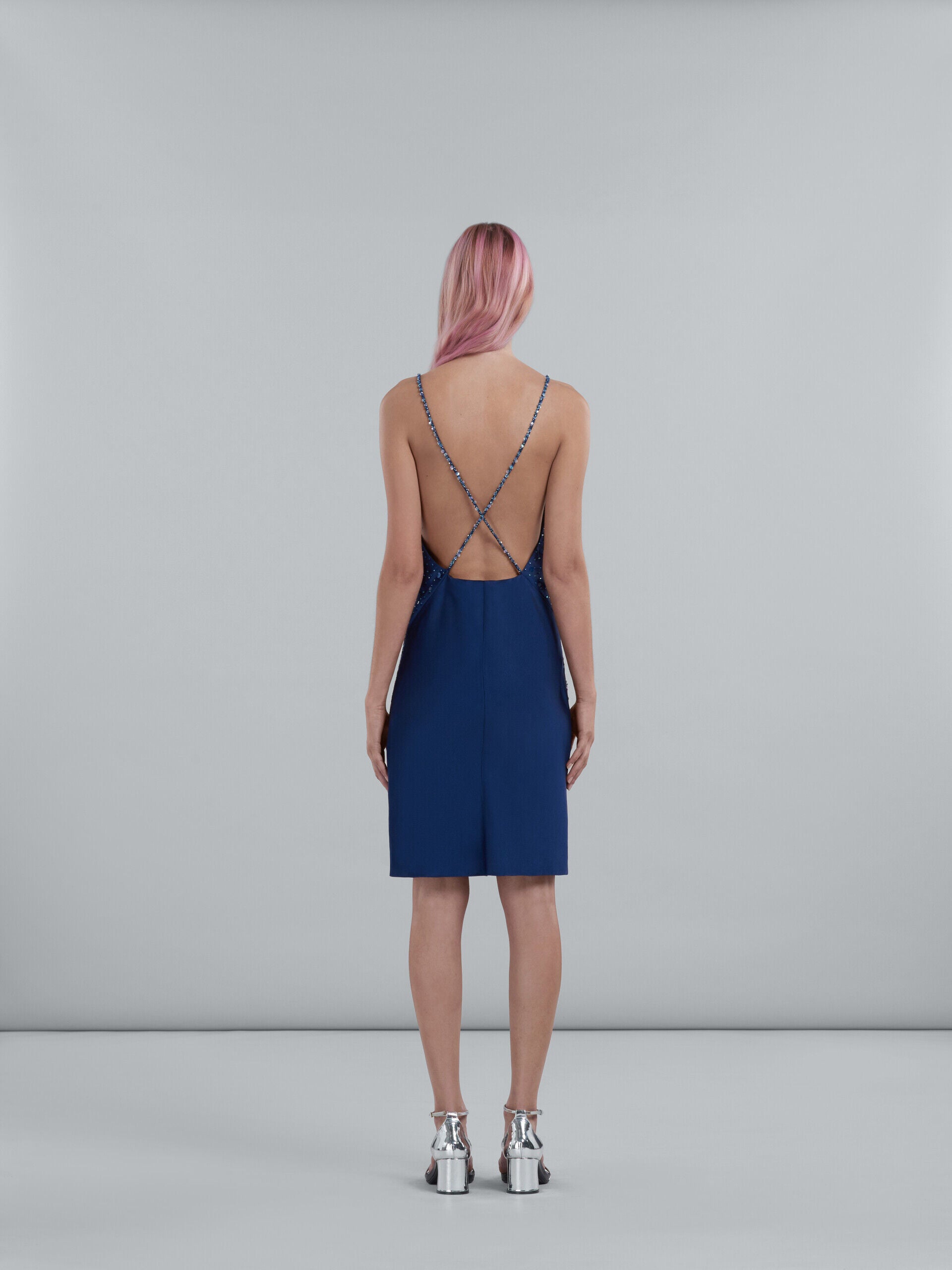 MARNI WOMEN'S NAVY SEQUIN SLIP DRESS